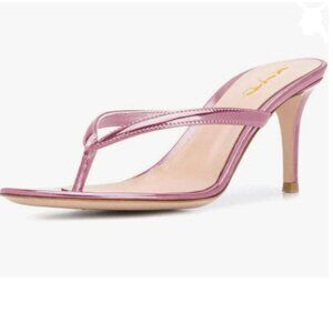 XYD Purple Thong Sandals Mid Heel Flip Flops Open Toe Daily Wearing Slippers